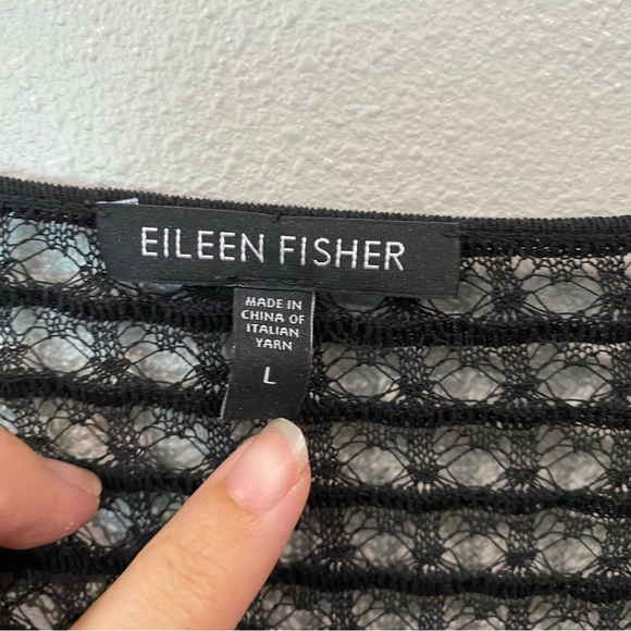 Eileen Fisher Sheer Fine Knit Cowl Neck Top Black Large - Picture 2 of 8
